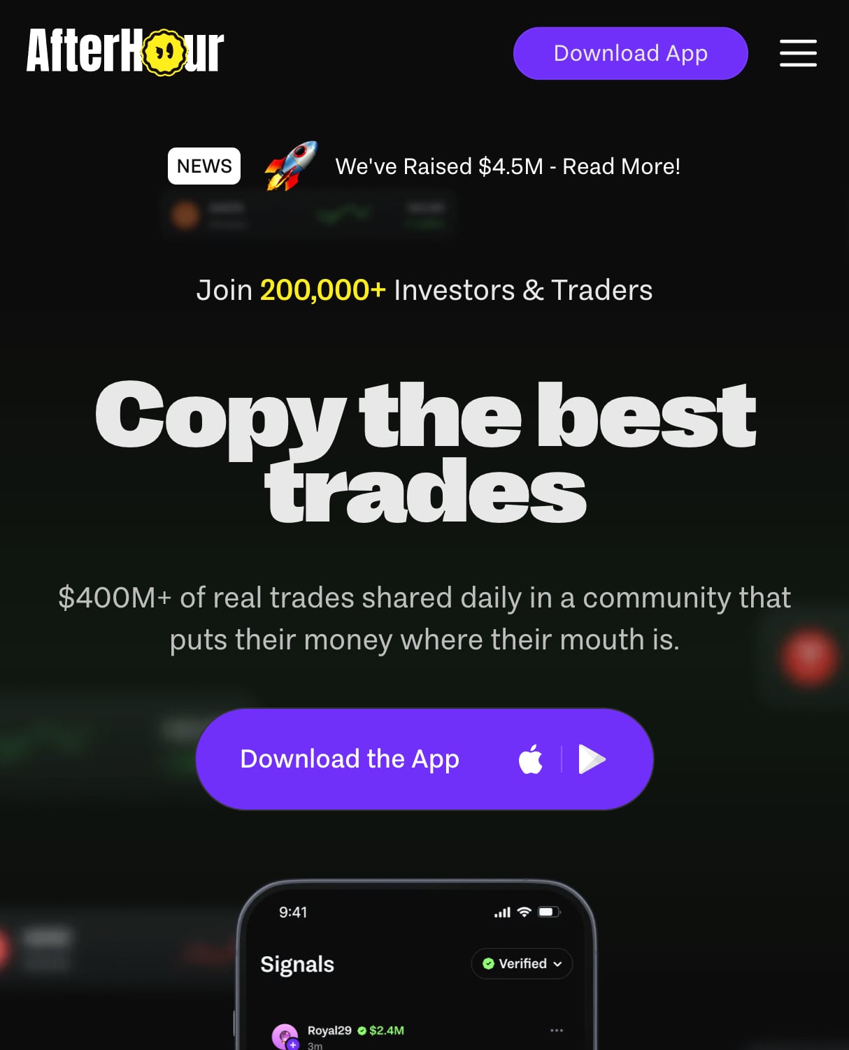 AfterHour app screenshot